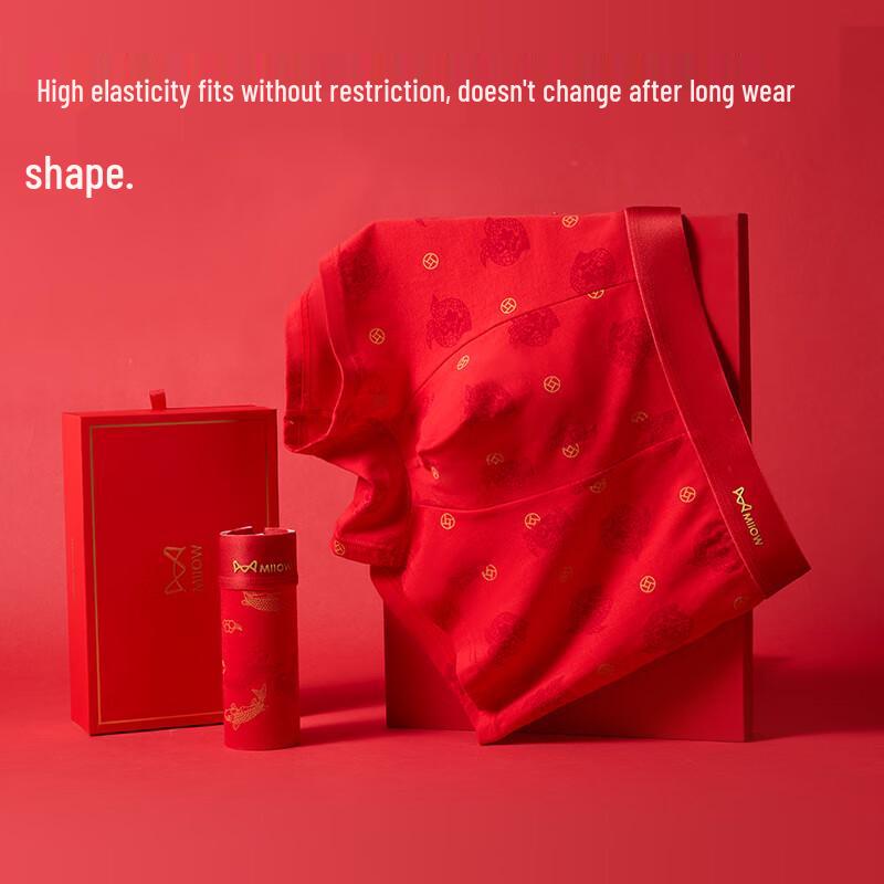 MIIOW Men's Anti-Bacterial Red Underwear & Socks Gift Set