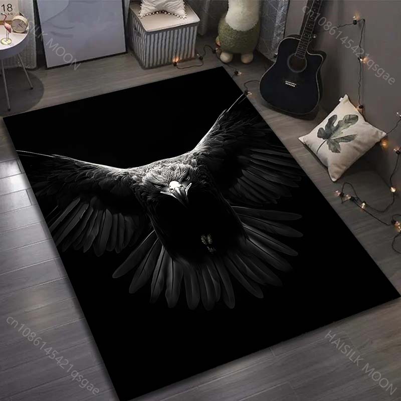 Bald Eagle Black Print Carpet for Bedroom Living Room Bedside Sofa Floor Mat Modern Home Decor Area Rug Large Size for Gifts