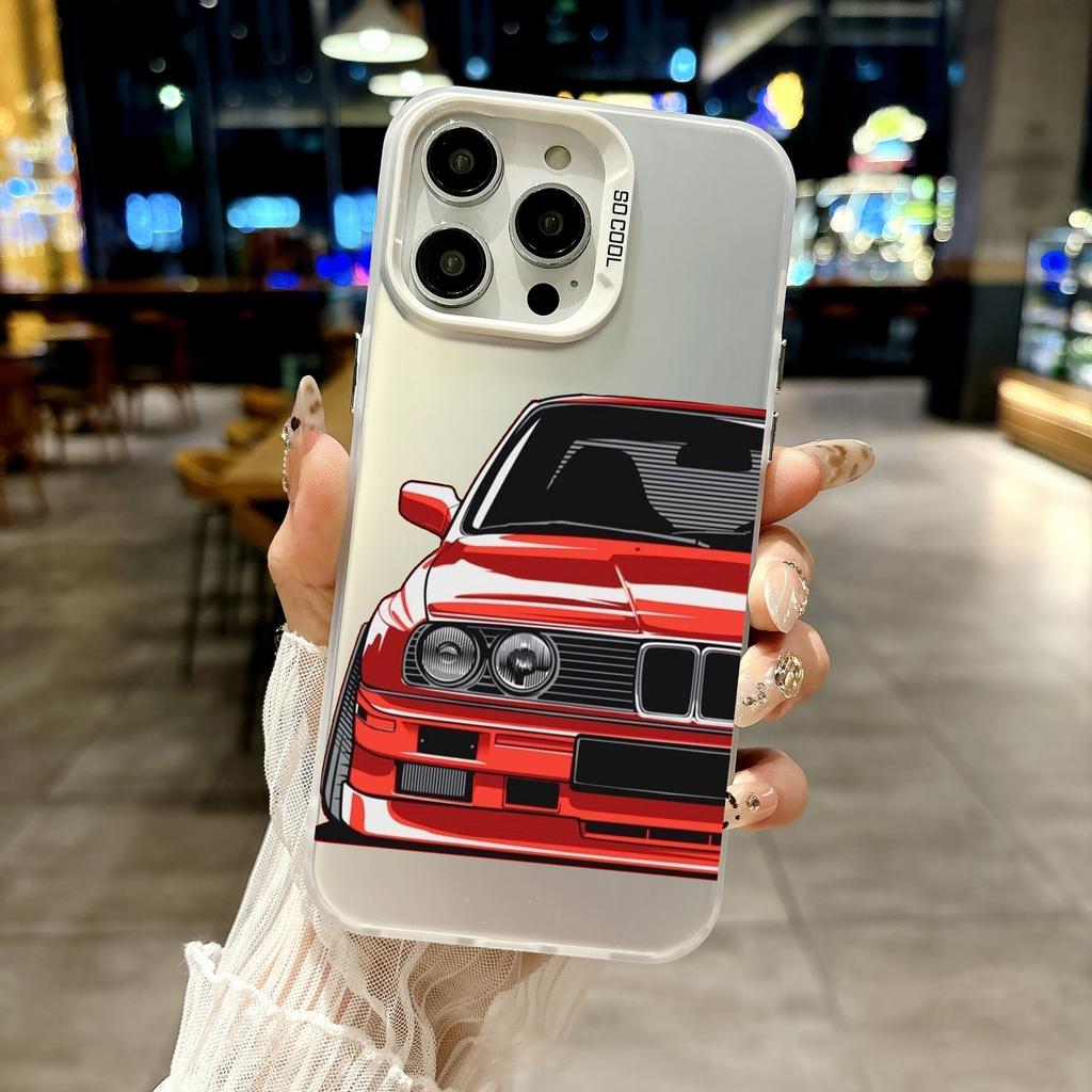 Color Phone Case For iPhone 17 16E 16 11 15 14 Pro MAX 12 13 MINI 7 8 Plus XR SE Silver IMD Cover Japan JDM Sports Car Art