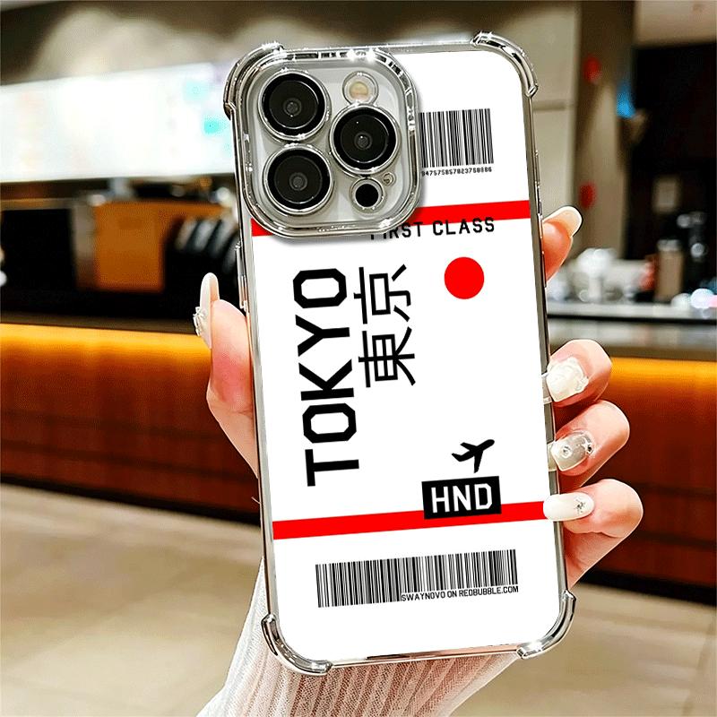 Travel Air Ticket Label Soft Phone Case For iPhone 15 16 17 Air 14 Pro Max 16E Plus 13 12 Mini Plating Anti-Fall Fundas