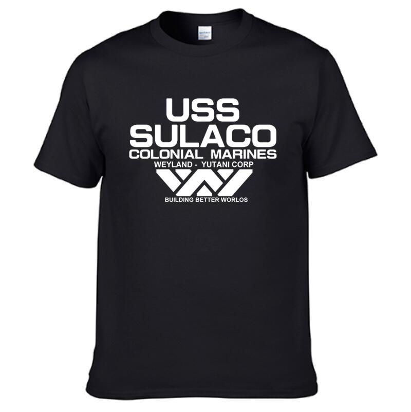 S5XL USCSS Nostromo TShirt Alien USS Sulaco Colonial Marines Aliens Off World Short Sleeve Tshirt Men Cotton O Neck Tees