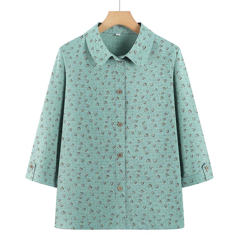 

Summer Seven-Sleeve Shirt for Mid-Aged and Elderly Mothers - Lightweight Style 4XL (suitable for 135-150 jin)