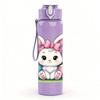 1PC Flower Easter Bunny 750ml Color Plastic Sports Water Bottle Leakproof Flip Straw Lid Suitable for Sports Office Home Use