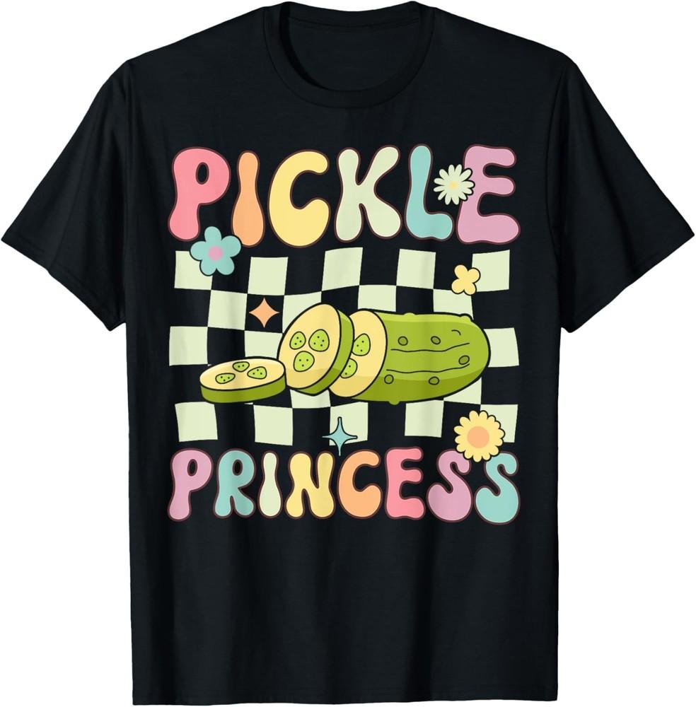 Pickle Princess Groovy Funny Pickle Girl Cucumber T-Shirt Unisex T-Shirt S