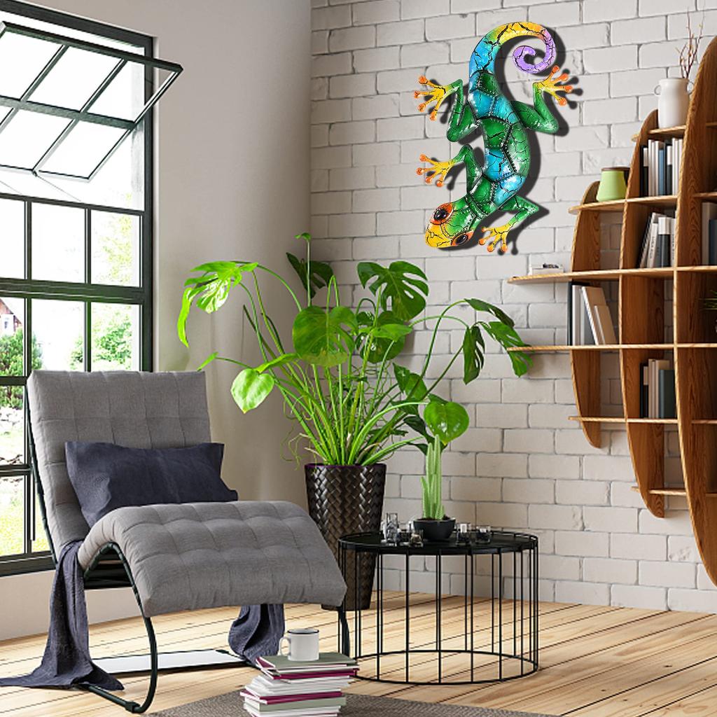 Metal Gecko Yard Garden Decoration for Outdoor Statues Home-garden Wall Decor Miniature Accessories Sculpture Lizard Ornaments