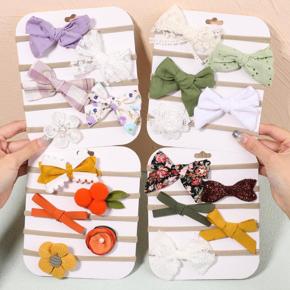 Children'S Fabric Hair Accessories Handmade Bow Headband New Spring Set Baby Nylon Headband Set 2916