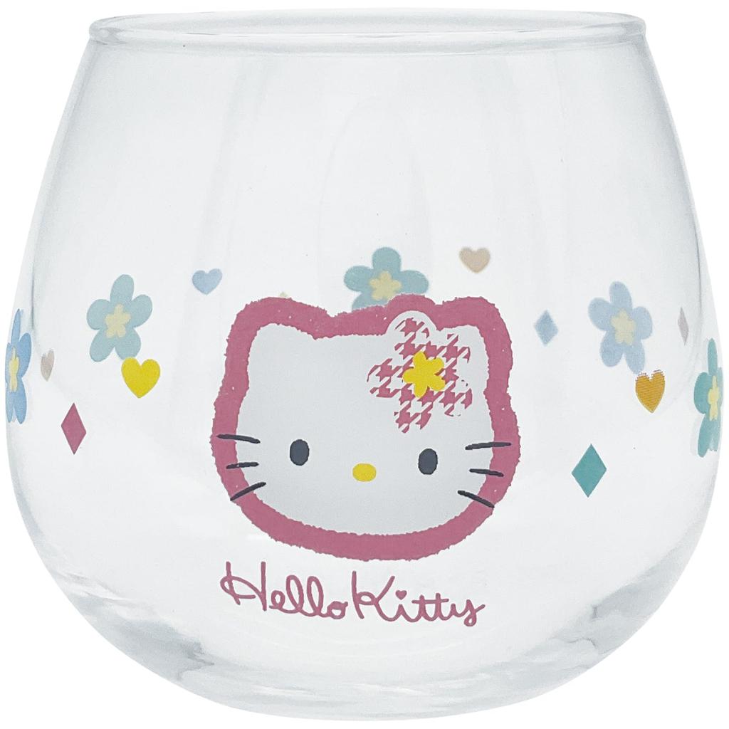 Sanrio Hello Retro Swaying Tumbler Character Hello Kitty Made In "Kaohana Kitty" Glass, Approx. 290ml, Approx. 9x8cm, Tableware, Goods, Clear, Japan,