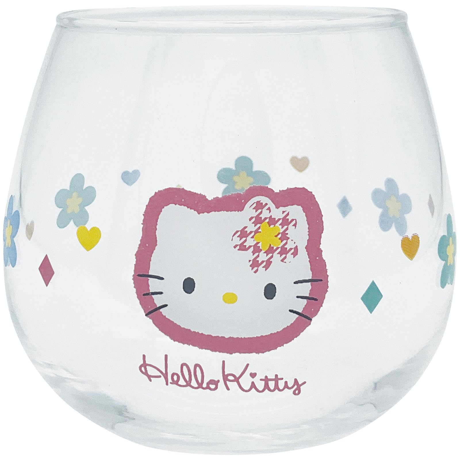 

Sanrio Hello Retro Swaying Tumbler Character Hello Kitty Made in Kaohana Kitty Glass, Approx. 290ml, Approx. 9x8cm, Tableware, Goods, Clear, Japan,