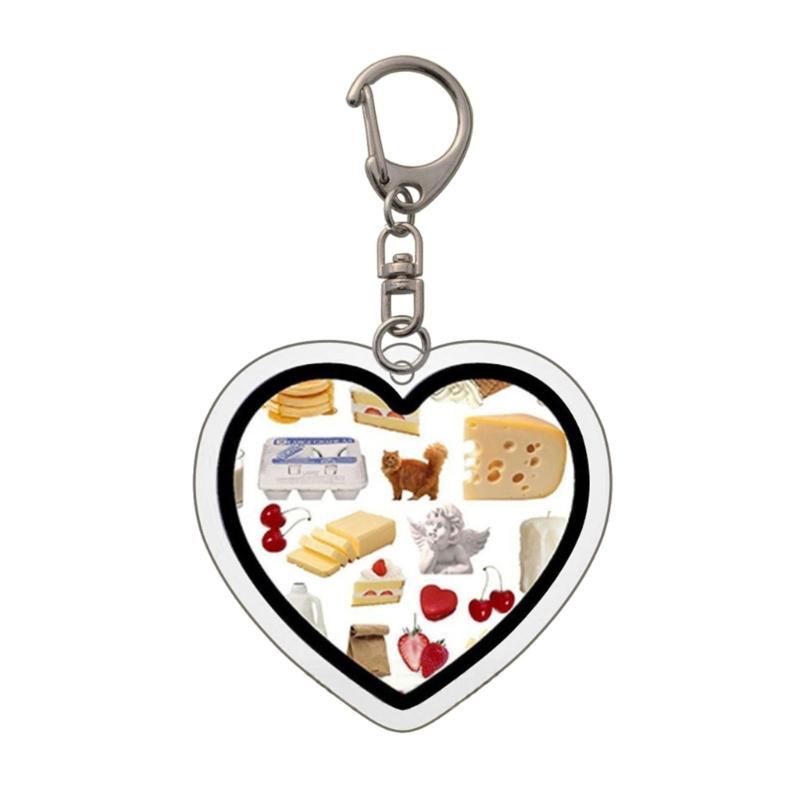 Pink Heart Acrylic Keychain Cute Clear Heart Shape Discs Keychain Ornaments with Hole for Valentines Day Y2K Ornament