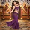 Danse du Ventre Danse Orientale Ensemble Foulard de Hanche Scintillant et Haut Lehenga Sans Manches Manchettes