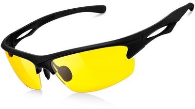 KANASTAL Men's Night Driving Sunglasses, Ultra-Elastic Earhook Frame, Yellow Lenses, UV400 Protection, Ultra-Lightweight, Impact-Resistant, Adjustable
