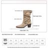 Autumn 2025 Women's Retro Celebrity Stacked Mid-Calf Chunky Heel Cowboy Boots