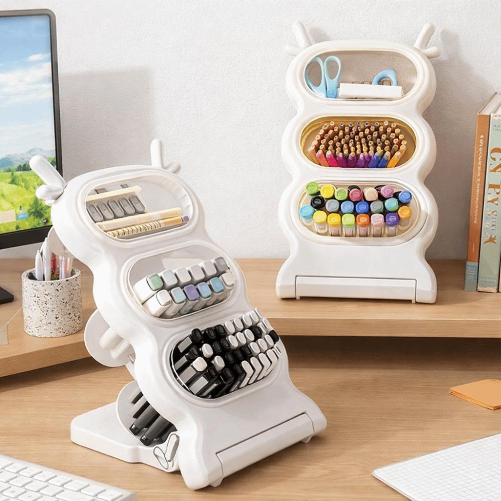 Stor Kapacitet Skrivbordsförvaringslåda Snedställd Insats Vikbar Pennhållare Avdelad Avtagbar Brevpappersförvaringslåda