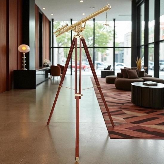 Custom Style Brass Telescope with Tripod,152.4 Cm  Style Nautical Telescope with Wooden Stand, Refractor Scope with Finder