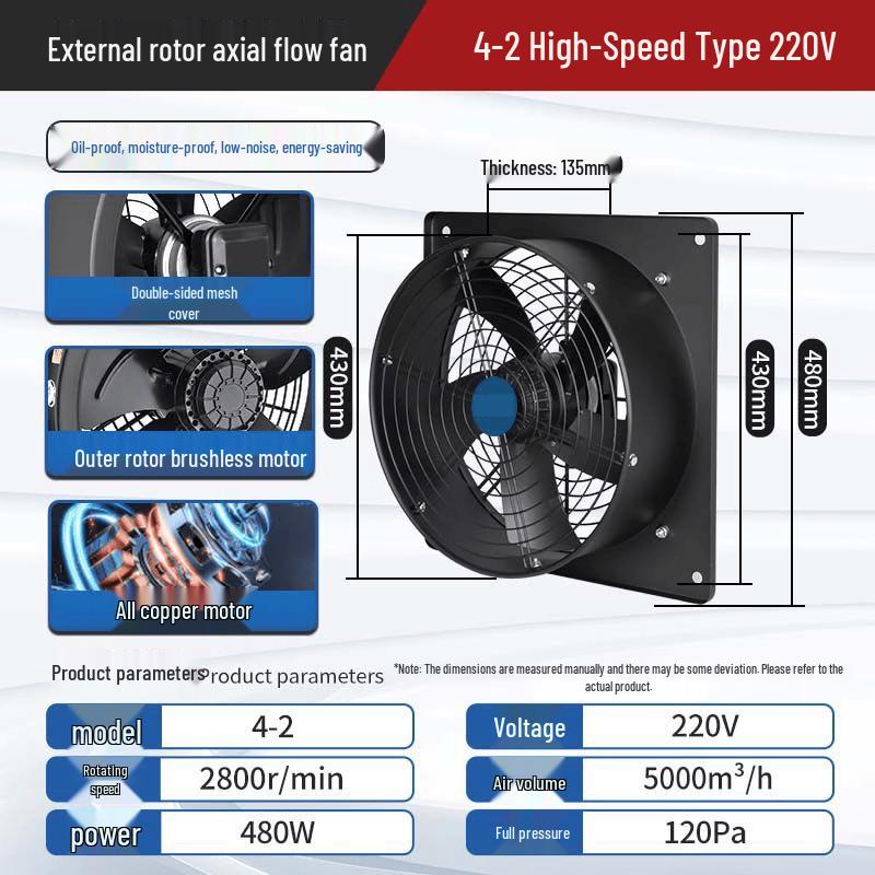Jinglian 20V DC Brushless Square Axial Flow Exhaust Fan CN plug (adapter included)