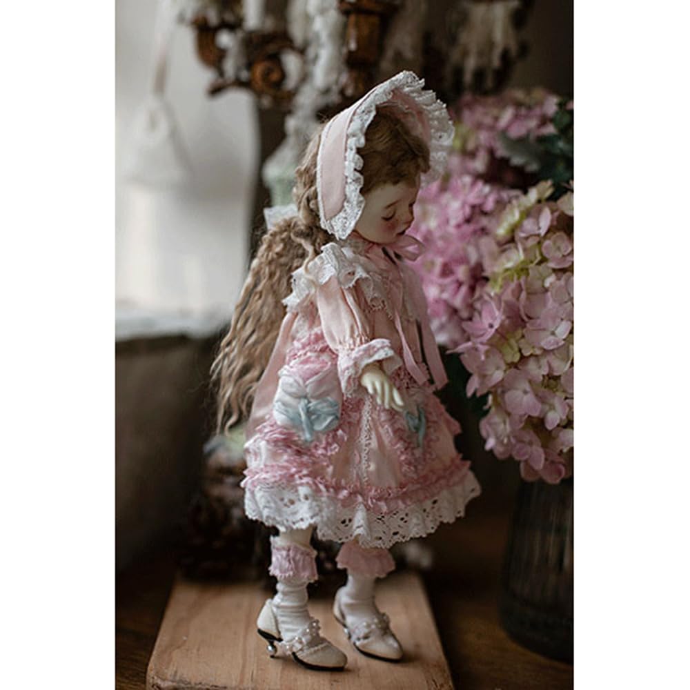 16 BJD Doll Costume, Embroidered Silk Dress, Full Set, Ball-Jointed Doll Clothes, Handmade, Cute Mini, Gothic Lolita, Moe Style, Costume, Pink