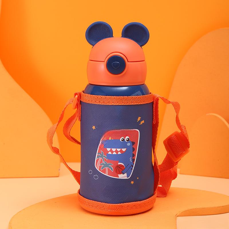 Stainless Steel Bouncing Straw Cup Kids Cartoon Mug Set Durable Safe for Children
