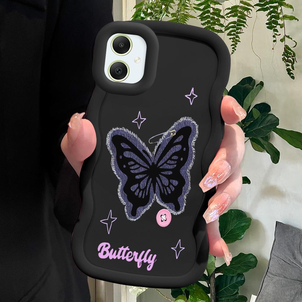 Black Butterfly Soft Phone Cover for Samsung Galaxy A52 A73 A12 S24 Ultra 5G S23 S22 S21 S20 FE Wave Edge Shockproof Protective Rubber Case