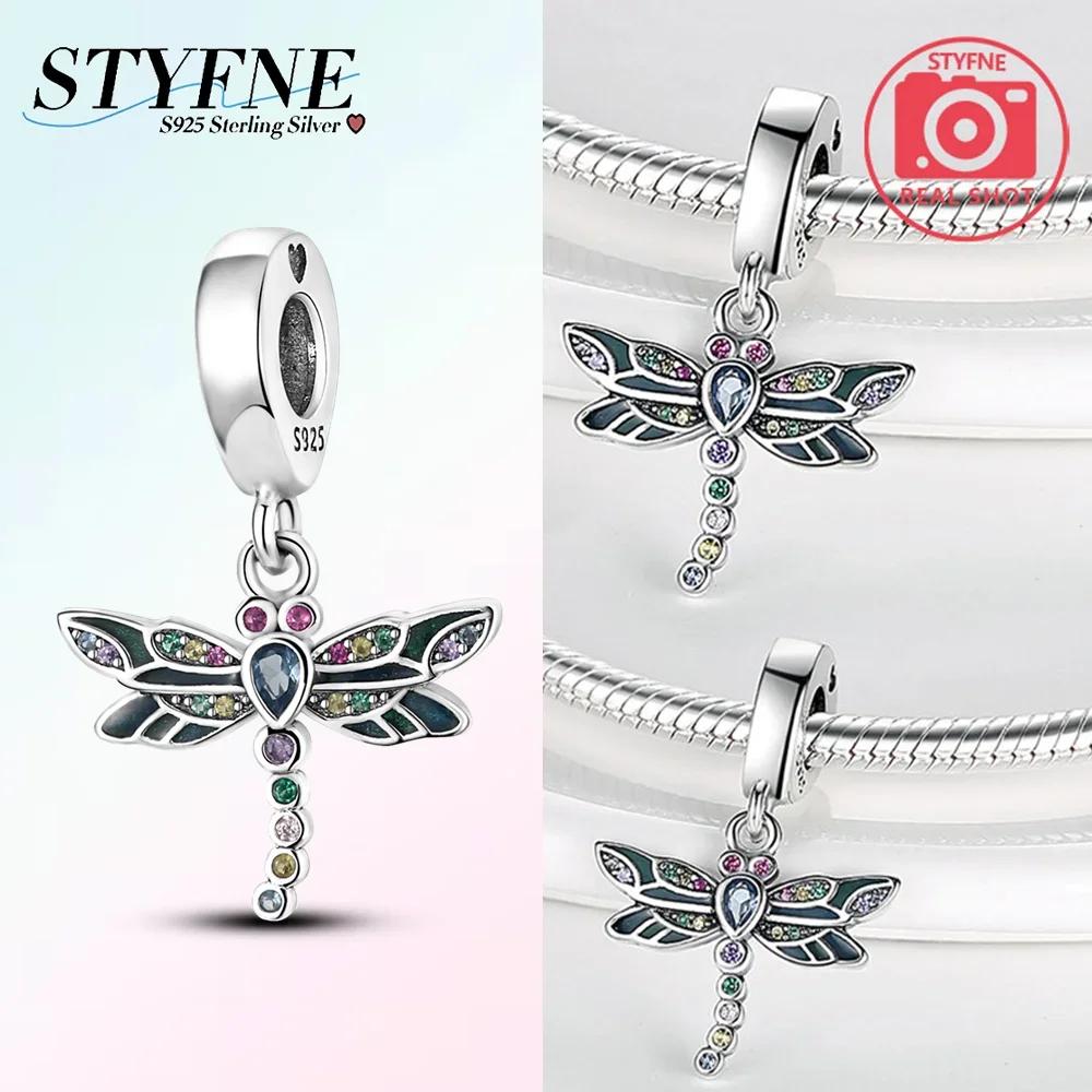 New Copper Blue Gold Butterfly Dangle Charm Fits Original Bracelet Necklace Spring Series Fine Jewelry