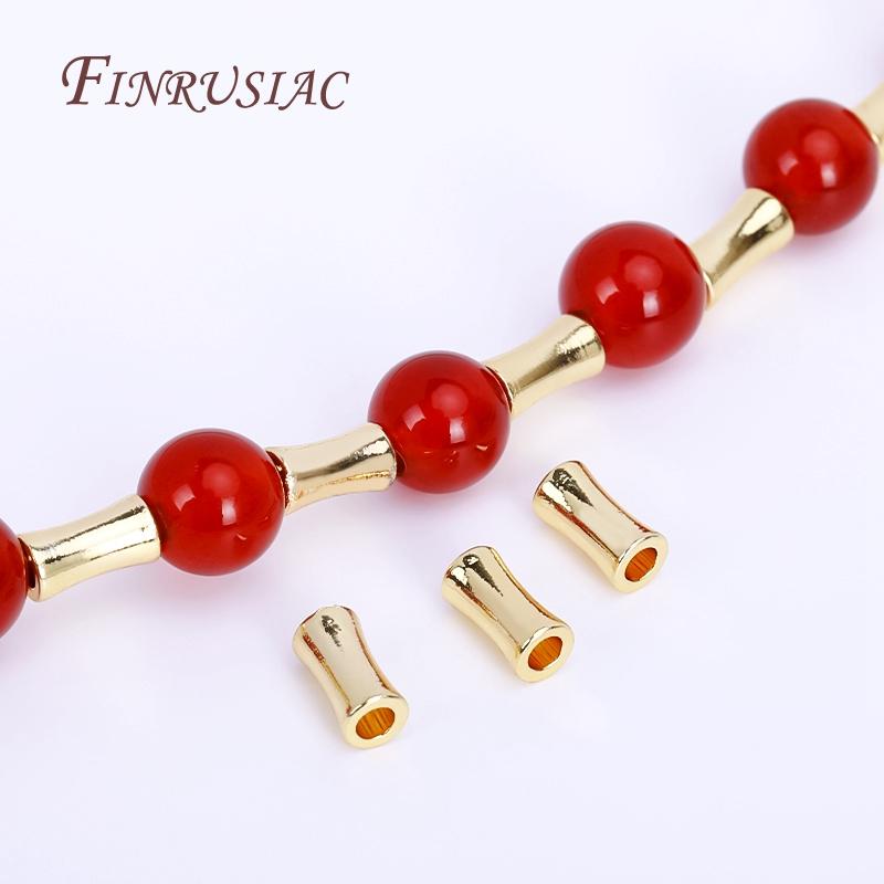 18K Real Gold Plated Tube Spacer Beads,Beading Beads,Cut Corrugated Beads For Needlework DIY Bracelets Necklace Making