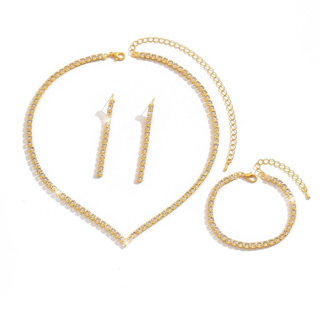 Personality And High Sense Versatile Claw Chain Necklace Stud Earrings Bracelet Three-Piece Set