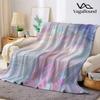 Iridescent Feathers Flannel Blanket Warm Soft Halloween Christmas Couch Warm Cozy Decorative Decor Gift for All Season