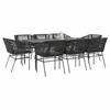 VidaXL Garden Dining Set Cushions 9pcs Black Poly Rattan Glass 3334519
