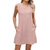 New Women's Pocket Casual Summer Solid Color V-neck Dress