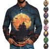 Herren Langarmshirt Halloween-Print Lockerer Schnitt Lässiges Oberteil