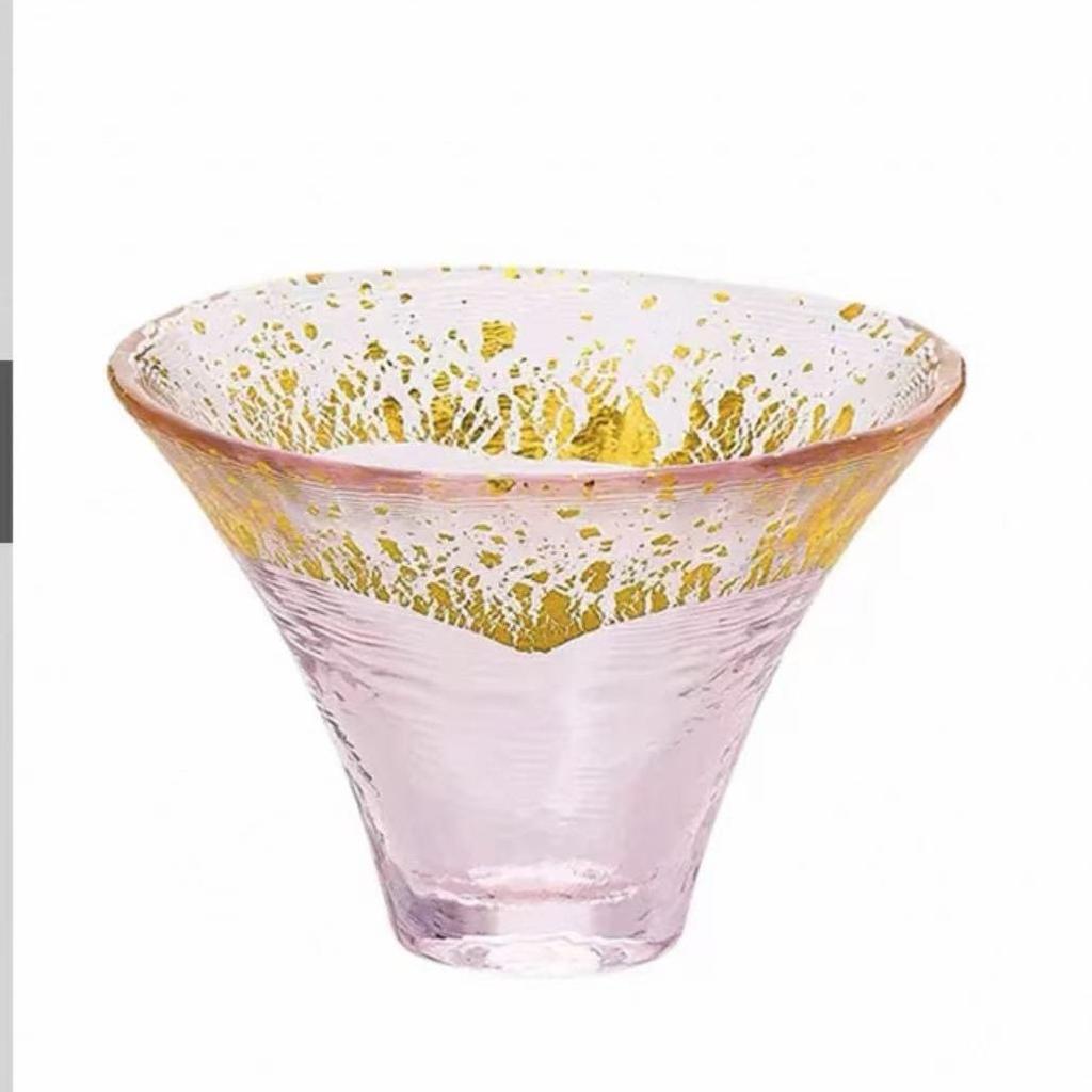 Japanese Mount Fuji Sake Glass Cup Sasaki Household Tea Cup Soju Cocktail Gold Foil Glasses Teaware Drinkware Gift for Friends