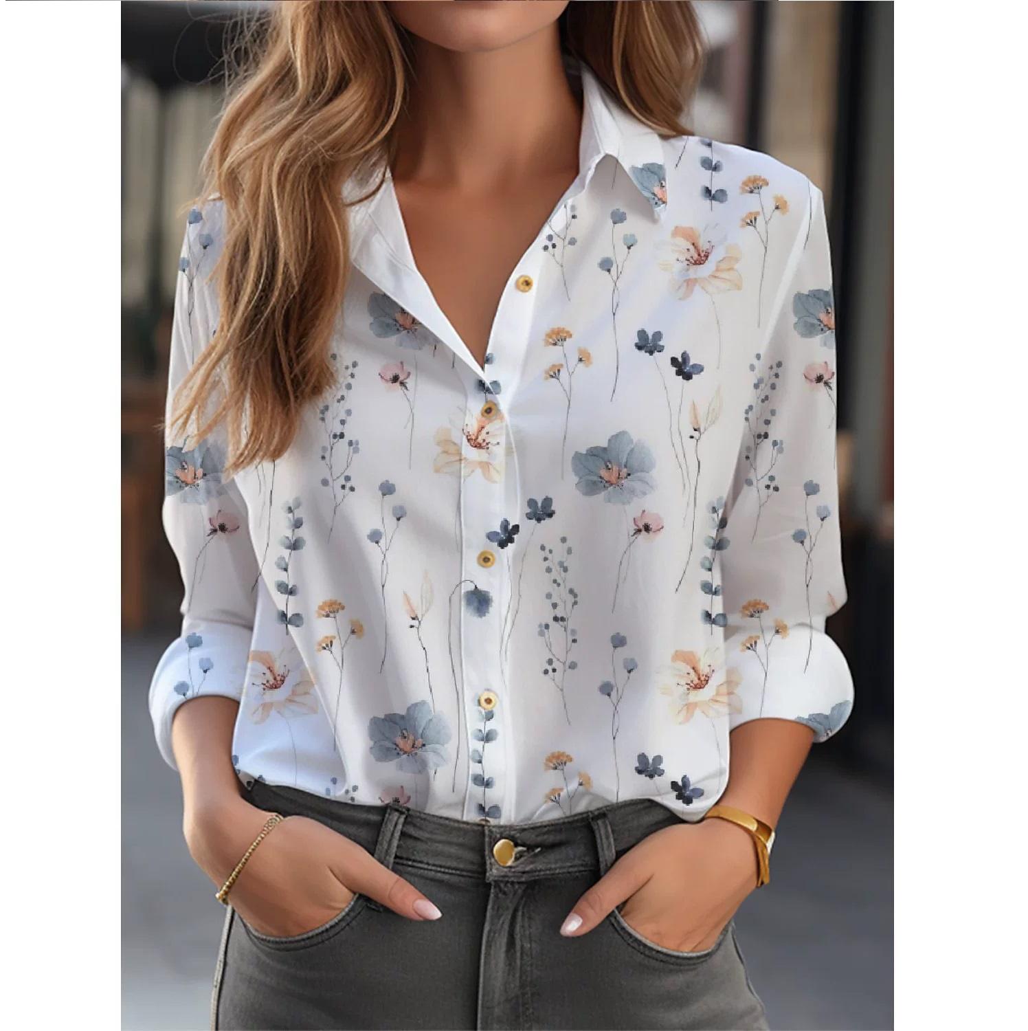 

Women s Cardigan 3D Floral Print Long Sleeved Shirt, Women s High-end Versatile Top L