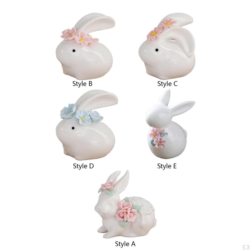 Adorable Ceramic Bunny Statue for Home and Garden Decor