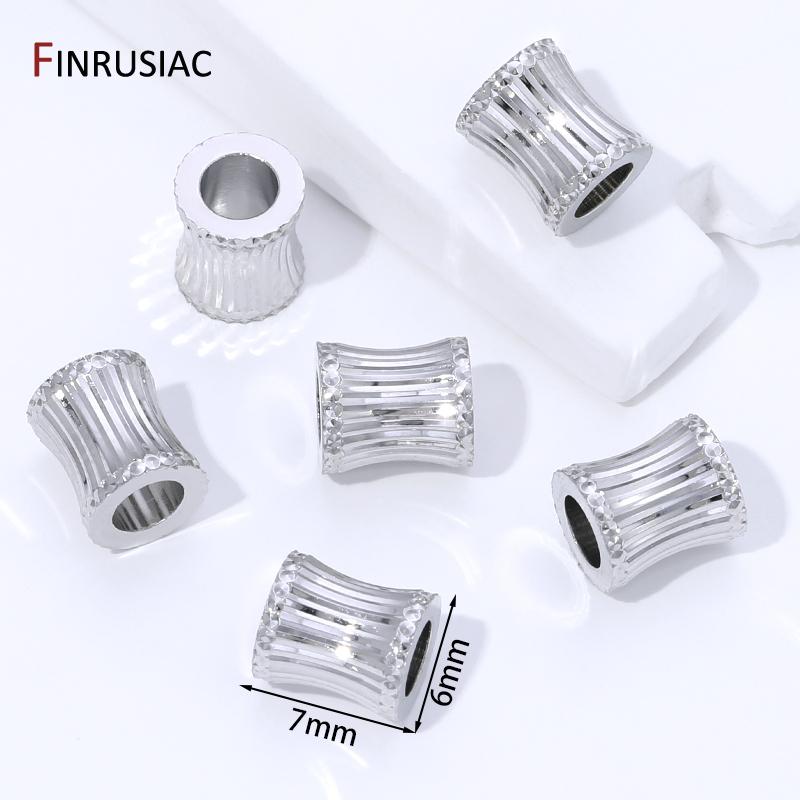 

14K Gold Plated Brass Big Hole Tube Beads Stripe Spacer Beads For Jewelry Making Separator For Beads DIY Jewelry Materials 1 piece