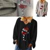 Trendy Womens Christmas Wine Glass V-neck Long Sleeve Pullover Blouse Tops