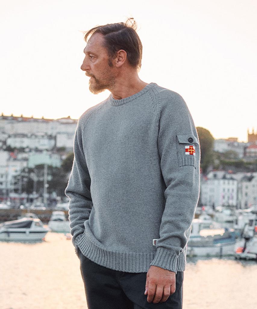 Geonjiulleunseu Cotton Raglan Pocket Sweater - Melange Grey