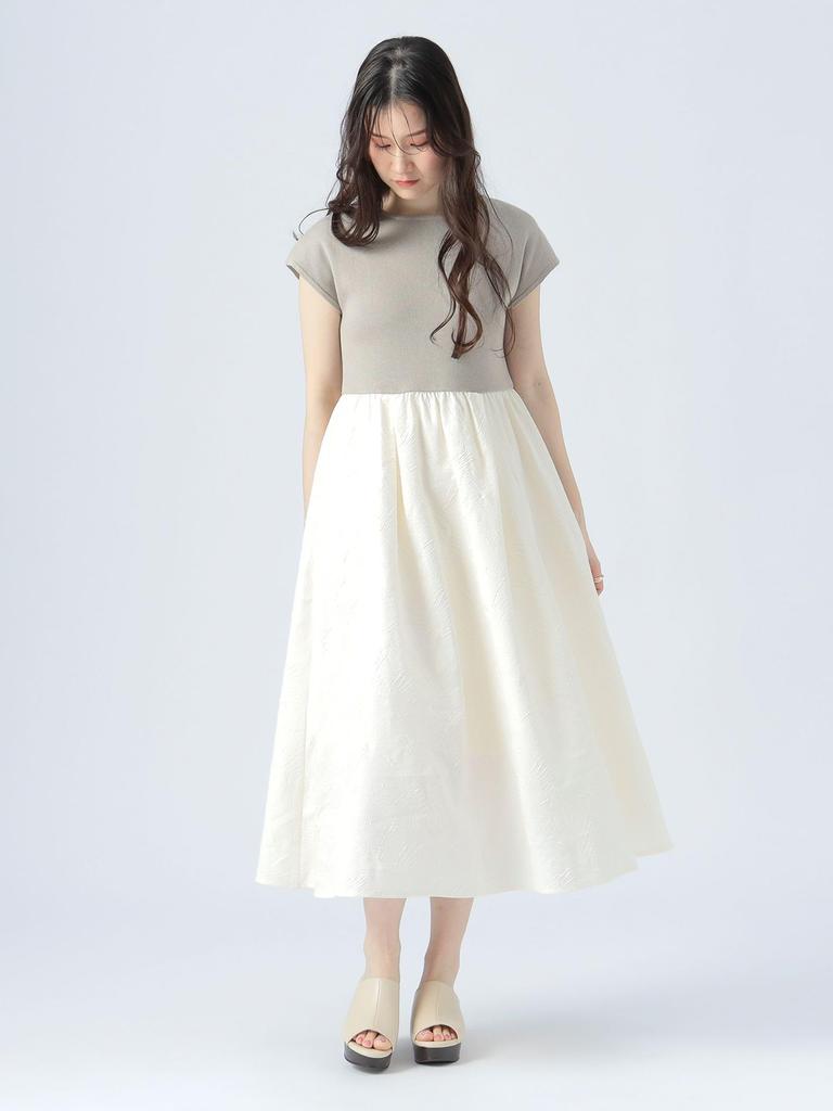 Beams Heart Jacquard Combination One Size Women's Dress, Beige,