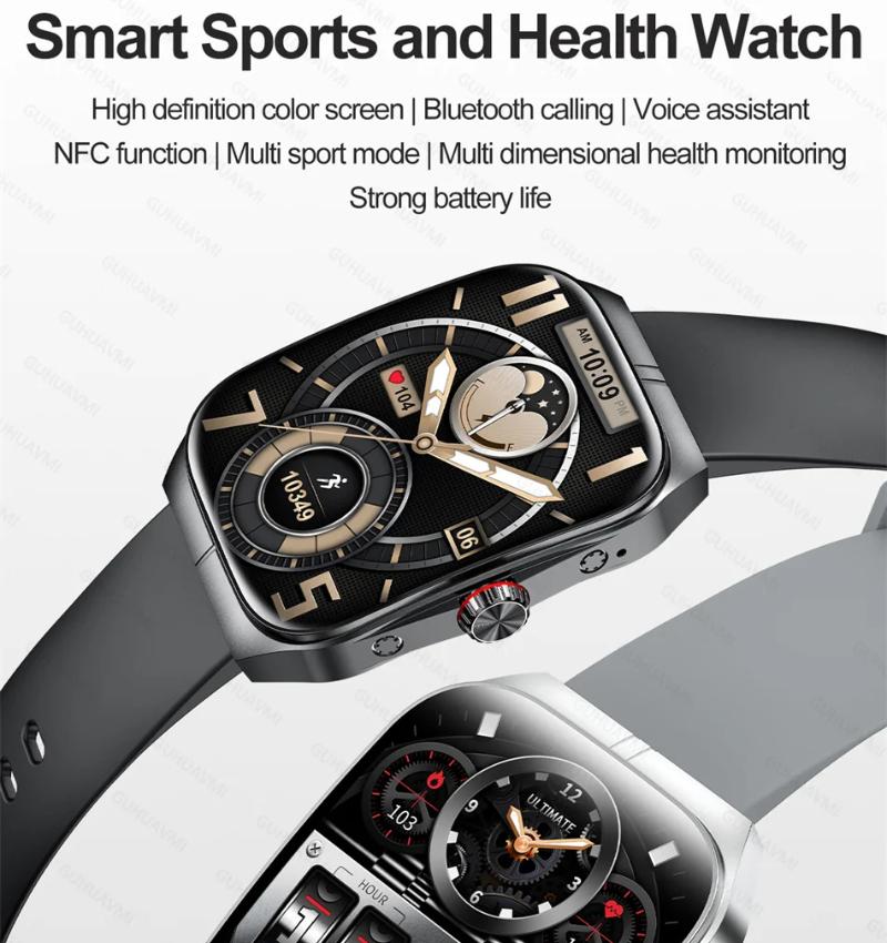 2025 Nové NFC Chytré hodinky AMOLED Displej Vždy zobrazují čas Bluetooth volání Série 9 Hodiny Vlastní ciferník Muži Sport Zdraví Ženy Chytré hodinky