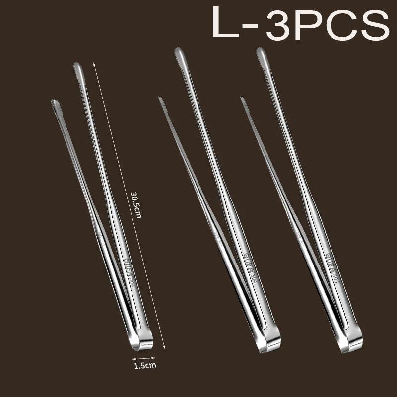 Grill Tongs Stainless Steel Food Tongs For BBQ Cooking Utensils Tongs Silver Non-Slip Tongs Camping Supplies Kitchen Tongs