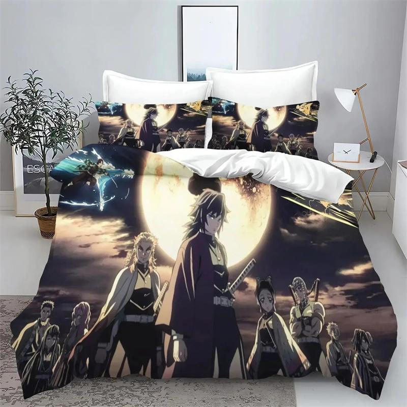 Demon Slayer Kimetsu No Yaiba Kamado Nezuko Anime 100% Polyester Bedding Set Duvet Cover Set Printed Cartoon Home Decor