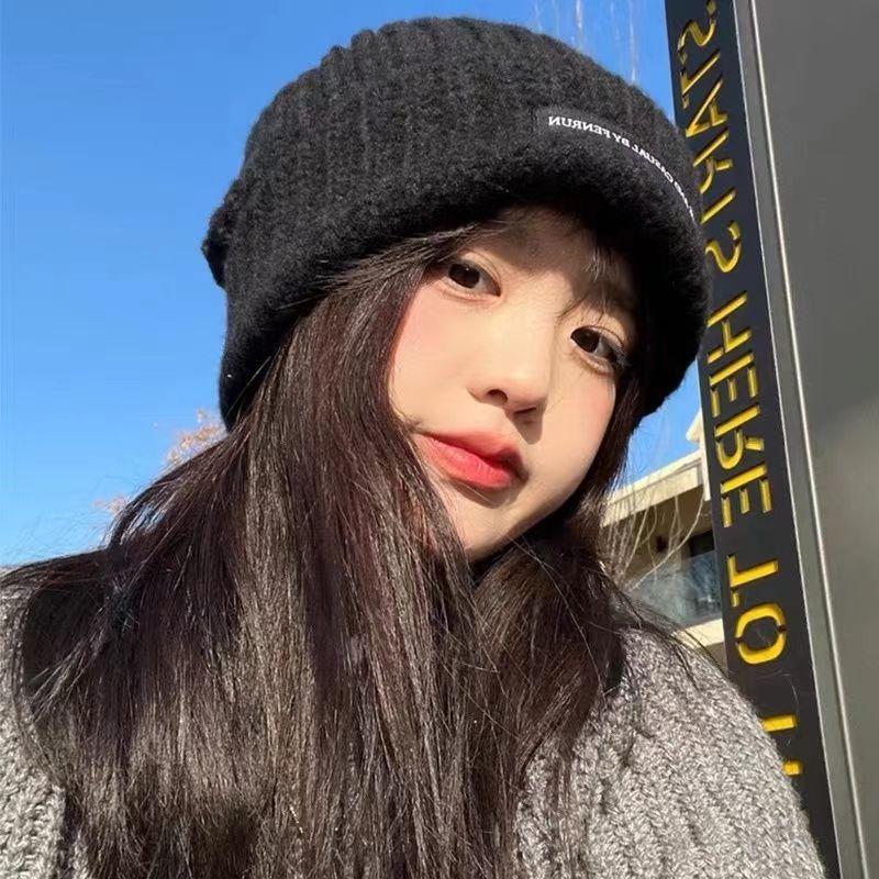 Autumn and winter hats women's versatile fashion long-standard wool hats winter warm ear protection bag head knitted hat