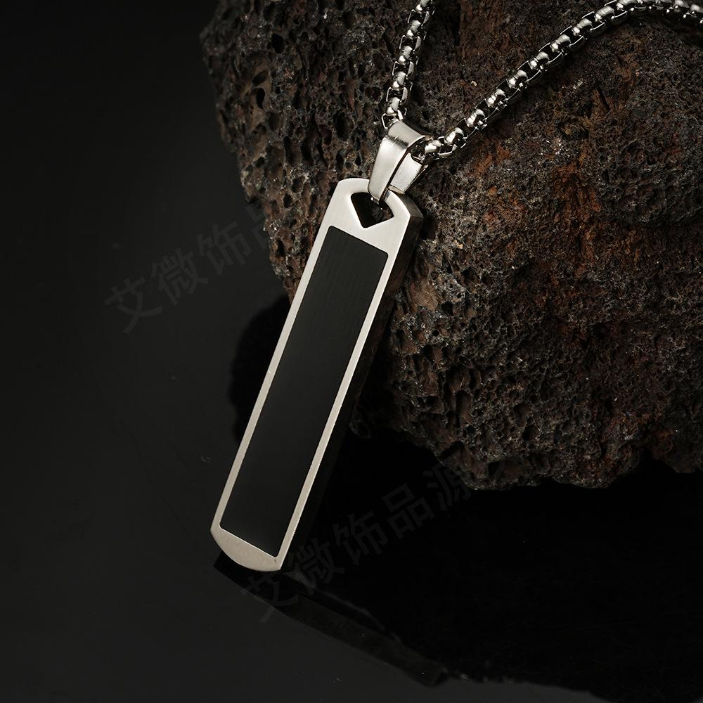 Retro Stainless Steel Necklace with Irregular Cross Square Pendant
