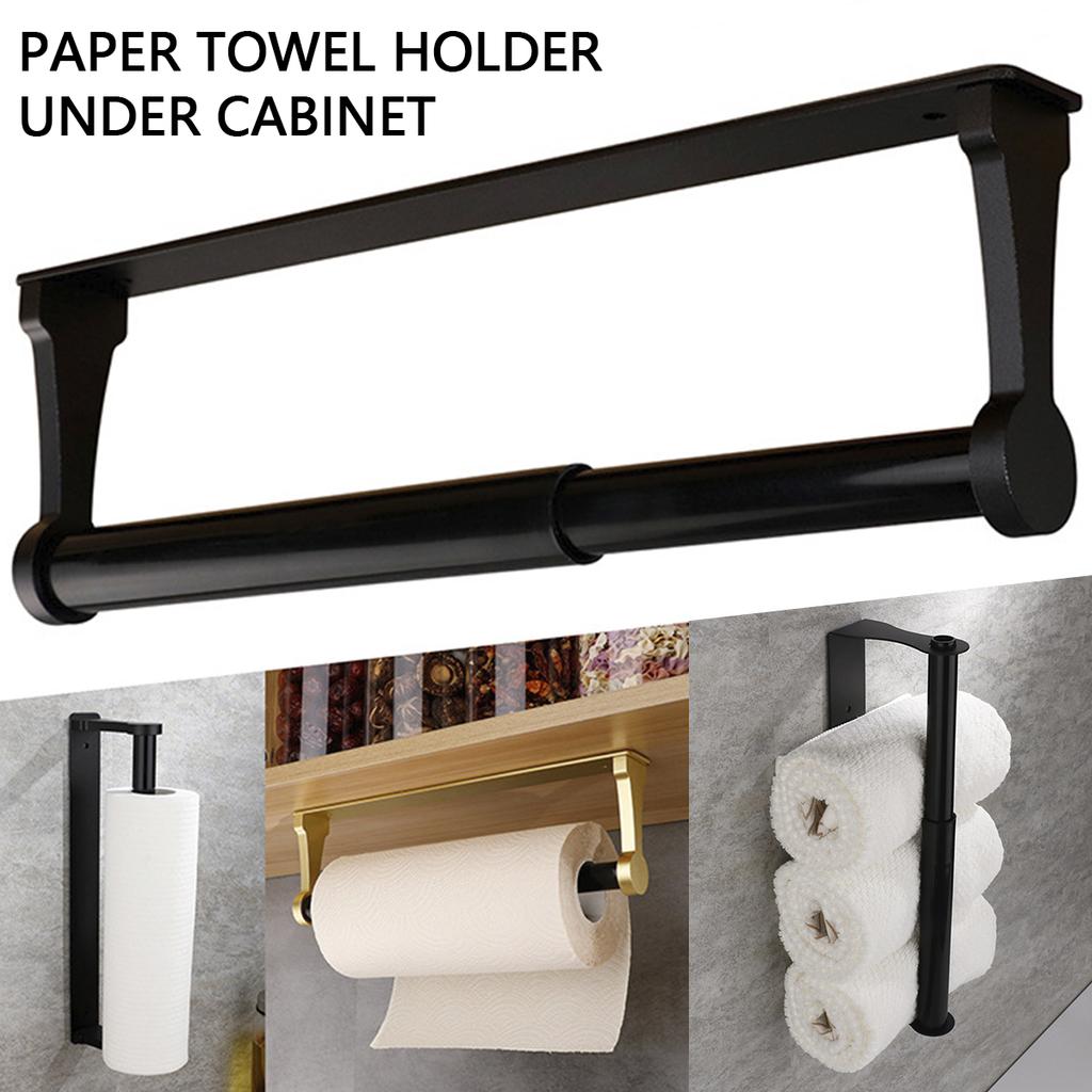 Paper Towel Holder Under Cabinet Wall Mount Stainless Steel Tissue Paper Roll Holder Heavy Duty Paper Roll Hanger Adhesive