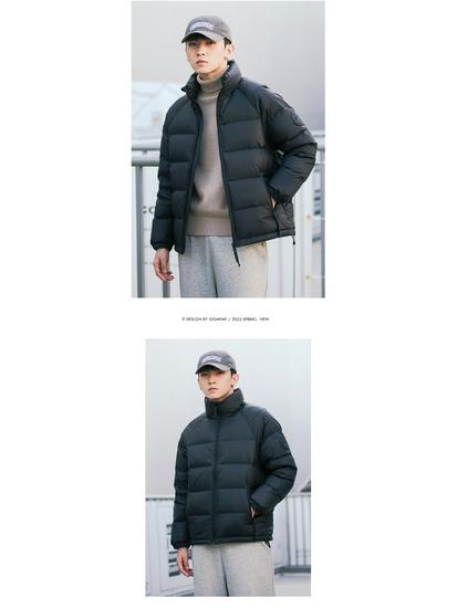 Men's 2025 Black Stand Collar Lightweight White Duck Down Jacket - Youth Thickened Short Outerwear