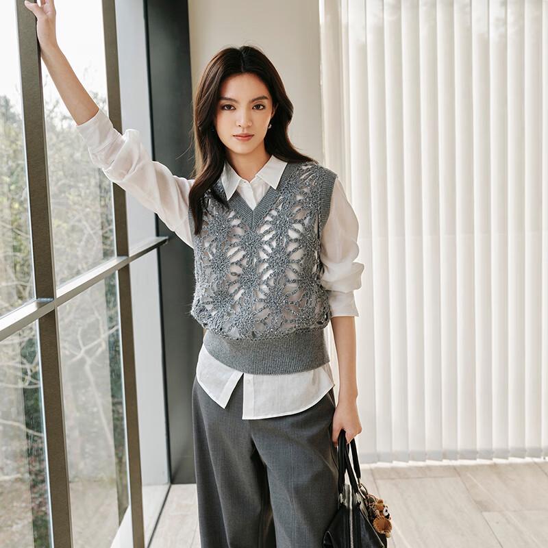 Eifini Жіночий жилет з мериносової вовни ажурної в'язки