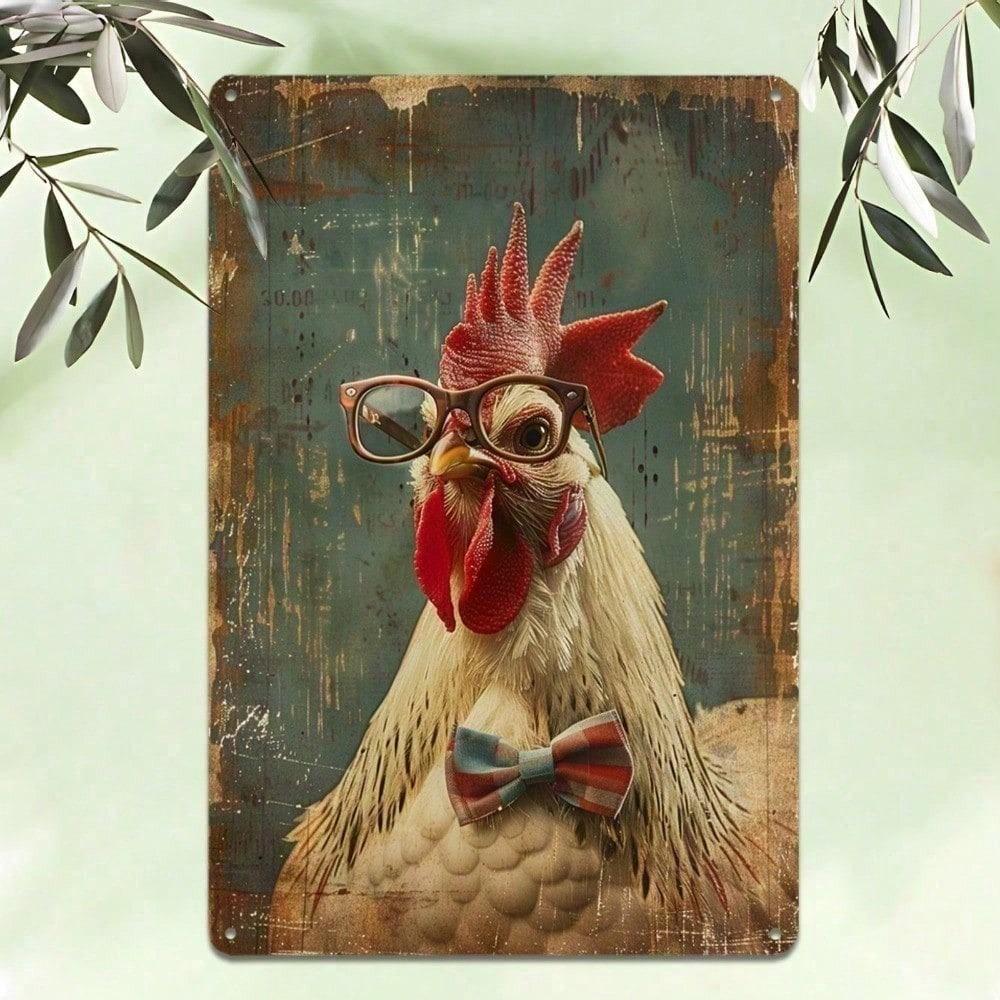 Rustic Farmhouse Rooster Metal Wall Art 12x8 Inch Humorous Home Decor Durable Aluminum Sign