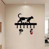Vintage Metal Cat Wall Decor Key Hanger Black Powder Coated Iron Art