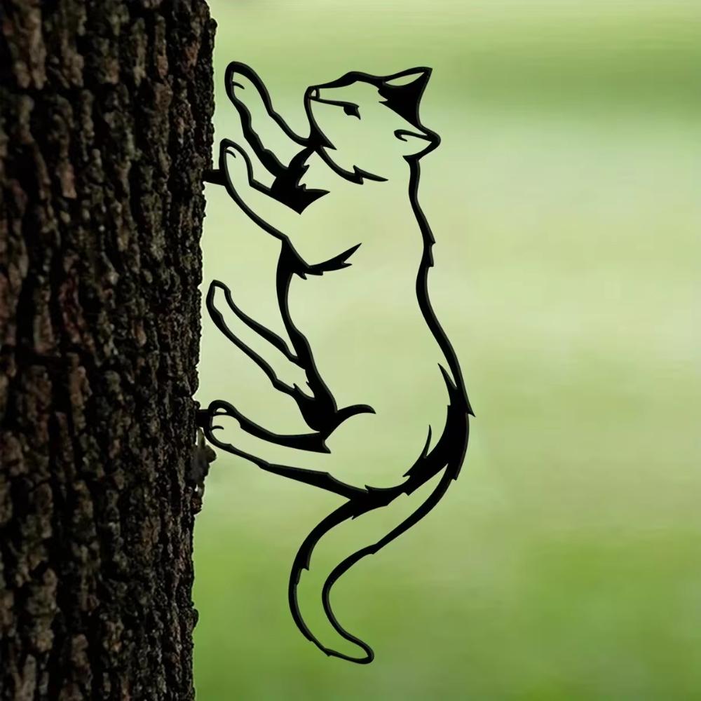 Charmantes 1-teiliges Metall-Katzenschild, entzückender Katzen-Gartenstecker, eine bezaubernde Katzendekoration und Metall-Gartenkunst, die den rustikalen Charme verstärkt
