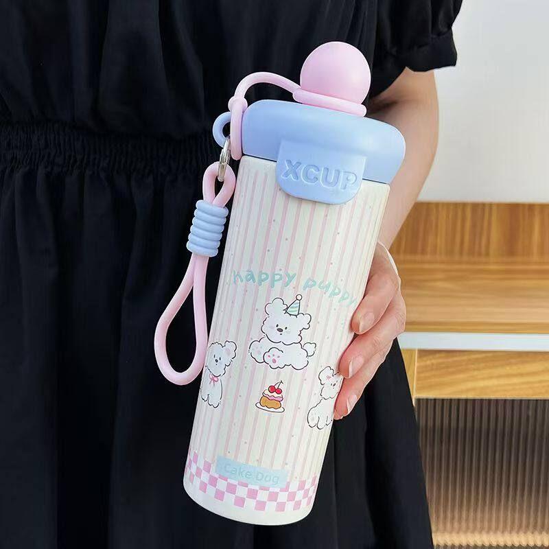 316 Large Capacity Vacuum Cup Girl Good-looking Kettle Student School Cup Portable Straw Cup Good-looking Coffee