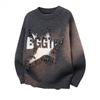 Unisex Knit Sweater Round Neck Long Sleeve Loose Fit Thick Warm Pullover Travel Streetwear