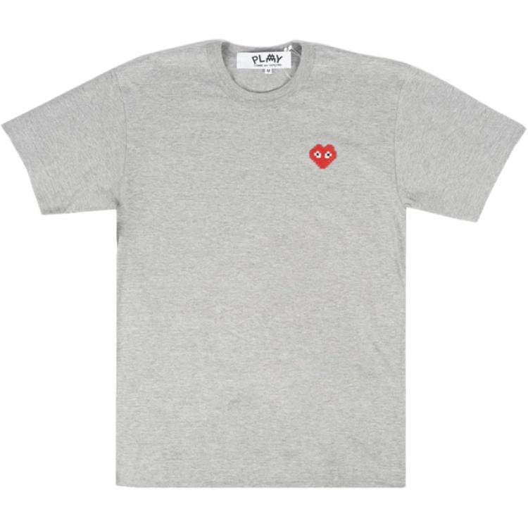 CDG Play T-Shirts Men's Gray Crew Neck Moderate AZ-T322-051-2